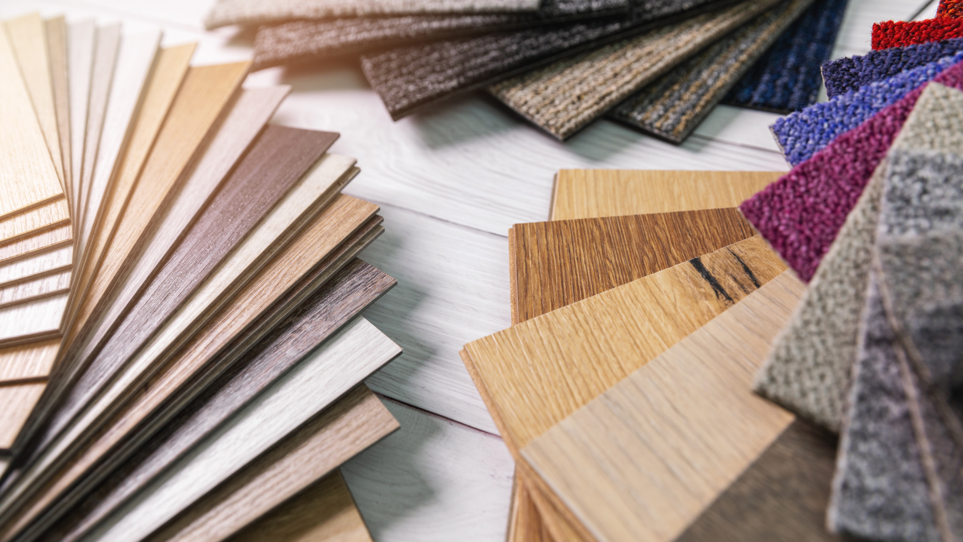 Hardwood flooring samples in different stains, Ardon's Flooring